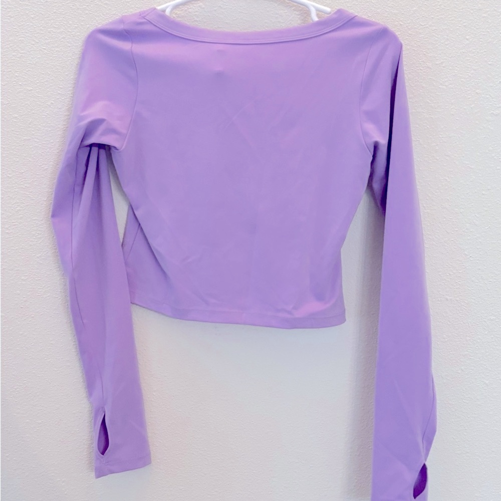 POPFLEX Lilac Long-Sleeve Scoop Crop Top - Picture 2 of 2